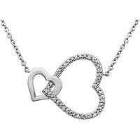 Interlocking Diamond Heart Necklace, Sterling Silver