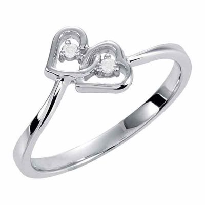Interlocking Double Diamond Heart Ring -  - STLRG-60364