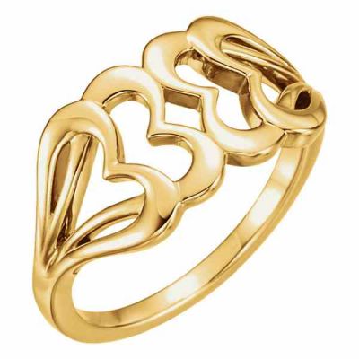 Interlocking Heart Ring in 14K Yellow Gold -  - STLRG-51576Y