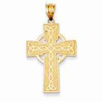 Irish Cross Pendant with Celtic Design, 14K Gold