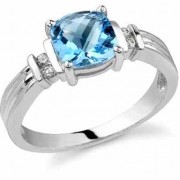 Isabella Blue Topaz and Diamond Ring, 14K White Gold