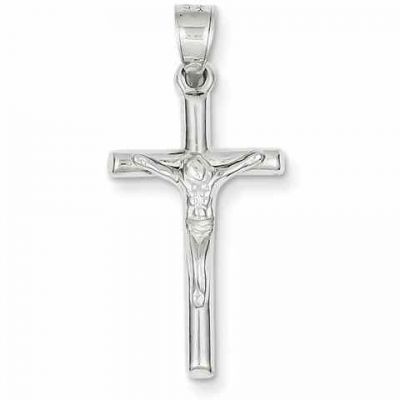 It Is Finished 14K White Gold Crucifix Pendant -  - QGCR-D3227