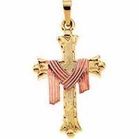 It Is Finished Cross Pendant 14K Rose and Yellow Gold