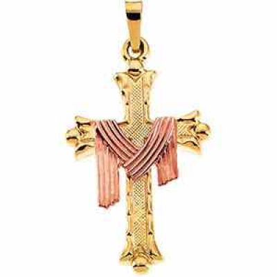 It Is Finished Cross Pendant 14K Rose and Yellow Gold -  - STLCR-R16094