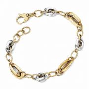 Italian Design Link Bracelet for Women in 14K Two-Tone Gold