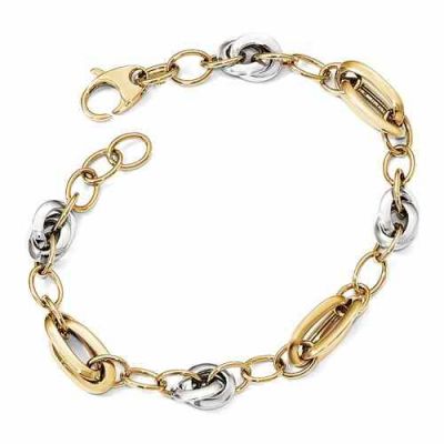 Italian Design Link Bracelet for Women in 14K Two-Tone Gold -  - QGBR-LF889-8