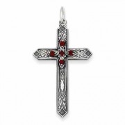 January Birthstone Cross Pendant, Sterling Silver
