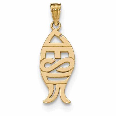 Jesus Fish Pendant in 14K Gold -  - QGPD-XR1511