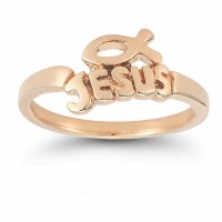 Jesus Ichthus Ring in 14K Rose Gold
