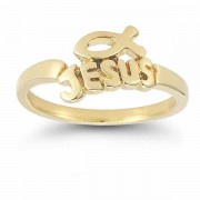 Jesus Ichthus Ring in 14K Yellow Gold