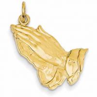 Jesus Praying Hands Pendant, 14K Gold