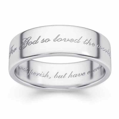 John 3:16 "For God So Loved the World" Ring, 14K White Gold -  - JOHN-316W