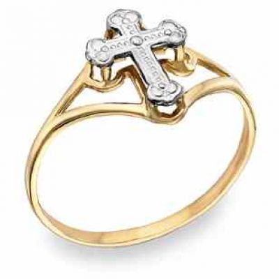 Ladies  Cross Ring, 14K Two-Tone Gold -  - CHR-9