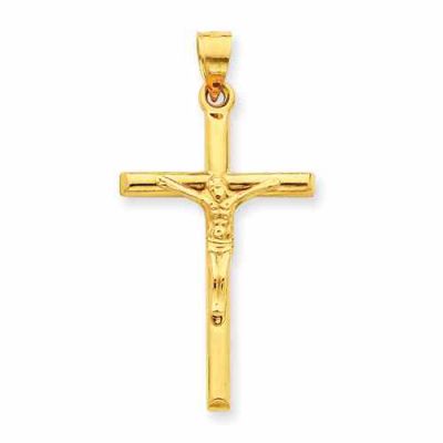 Large 14K Gold Crucifix Pendant -  - QGCR-C3672