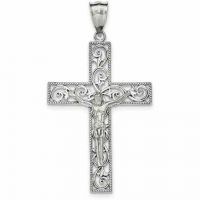 Large Filigree Crucifix Pendant in Sterling Silver