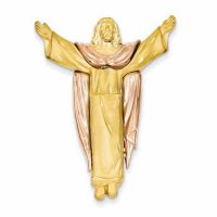 Large Risen Christ Pendant, 14K Yellow and Rose Gold