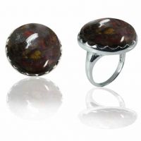 Large Round Pietersite Ring in Sterling Silver