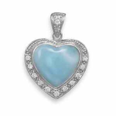 Larimar Heart Pendant, Sterling Silver -  - MMAPD-74097