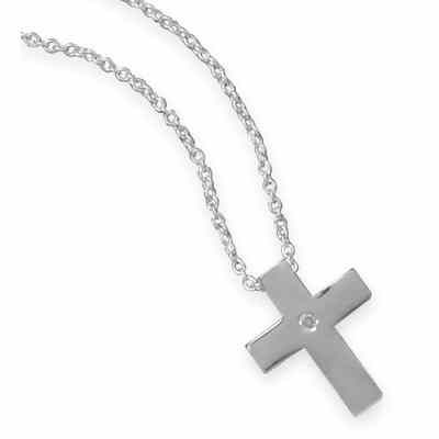 Let Your Faith Shine  Solitaire Diamond Cross Necklace, Sterling -  - MMACR-33638