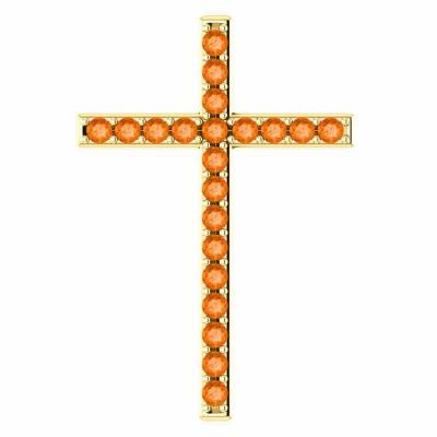Light of the World Orange Topaz Cross Pendant in Gold -  - STLCR-R42337OTY