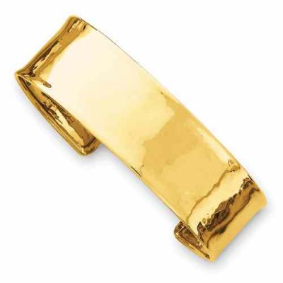 Lightly-Hammered Cuff Bracelet, 14K Gold (3/4") -  - QGBR-DB562