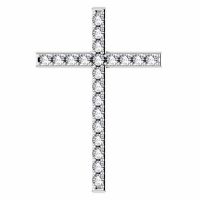 Lily of the Valleys White Topaz Cross Pendant in White Gold