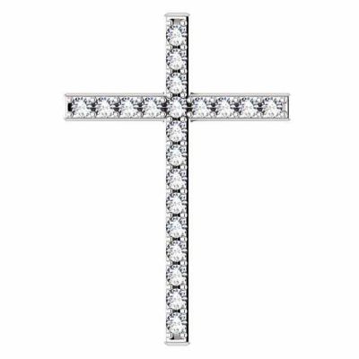 Lily of the Valleys White Topaz Cross Pendant in White Gold -  - STLCR-R42337WTW