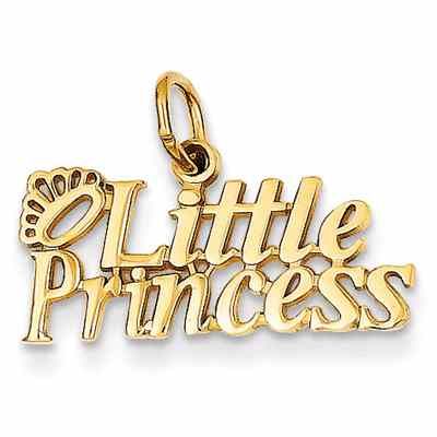 Little Princess Pendant Charm with Tiara in 14K Gold -  - QGPD-C276