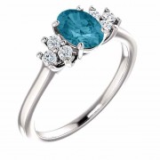 London Blue Topaz Diamond Trinity Ring