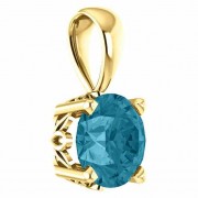 London-Blue Topaz Solitaire Pendant, 14K Yellow Gold