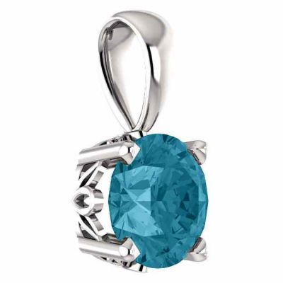 London-Blue Topaz Solitaire Pendant in .925 Sterling Silver -  - STLPD-85857LBTSS