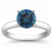 London Blue Topaz Solitaire Ring in Sterling Silver