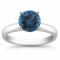 London Blue Topaz Solitaire Ring in Sterling Silver