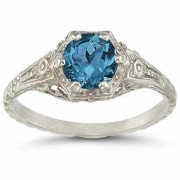 London Blue Topaz Vintage Floral Ring