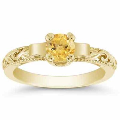 Lotus Flower Yellow Citrine Ring in 14K Yellow Gold -  - EGR1434CTY