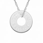 Stamped Love Circle Necklace in Sterling Silver