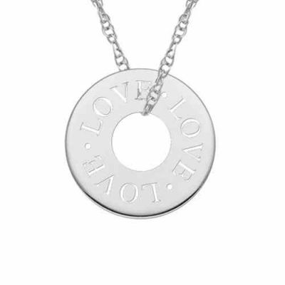 Stamped Love Circle Necklace in Sterling Silver -  - MNDL-G155-SS