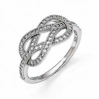 Love Knot Ring with Cubic Zirconia Stones in Sterling Silver