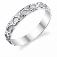 Lover's Knot Heart Wedding Band Ring in 14K White Gold