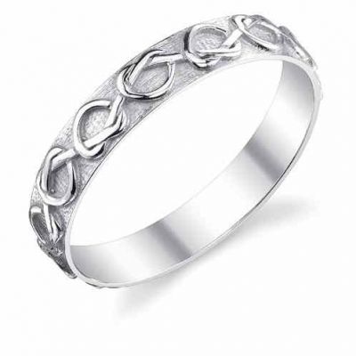 Lover s Knot Heart Wedding Band Ring in 14K White Gold -  - JDB-156W