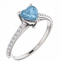 Heart-Cut Sky-Blue Topaz Ring in Sterling Silver