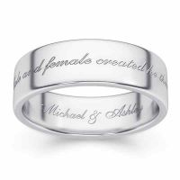 Male and Female Created He Them Silver Wedding Band Ring