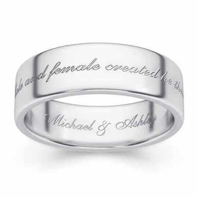 Male and Female Created He Them Silver Wedding Band Ring -  - BVR-GEN52SS