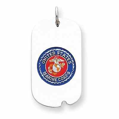 Marine Corps Sterling Silver Dog Tag Necklace with Enamel -  - QGPD-XSM130