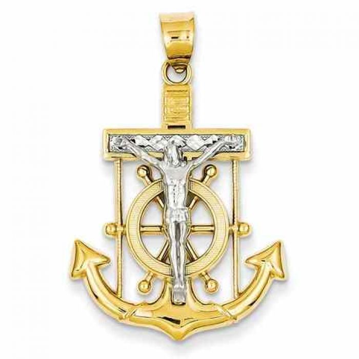 Necklaces : Mariner Cross Pendant, 14K Two-Tone Gold
