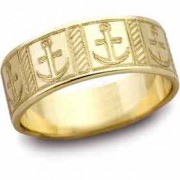 Mariner's Cross Wedding Band, 14K Yellow Gold