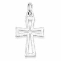 Medieval-Style Cut-Out Cross Pendant, Sterling Silver