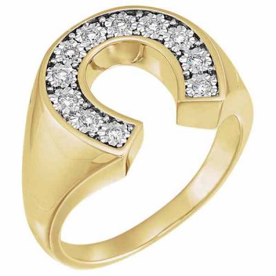 Men s 0.25 Carat Diamond Horseshoe Ring in 14K Gold -  - STLRG-651623