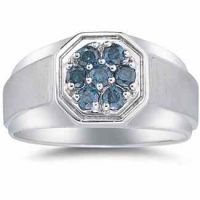 Men's 1/2 Carat Blue Diamond Ring