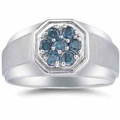 Men s 1/2 Carat Blue Diamond Ring -  - MRG7693BD